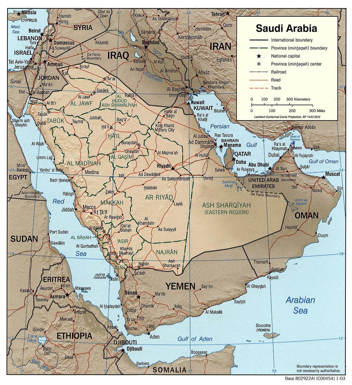 Saudi-Arabia geografi kart
