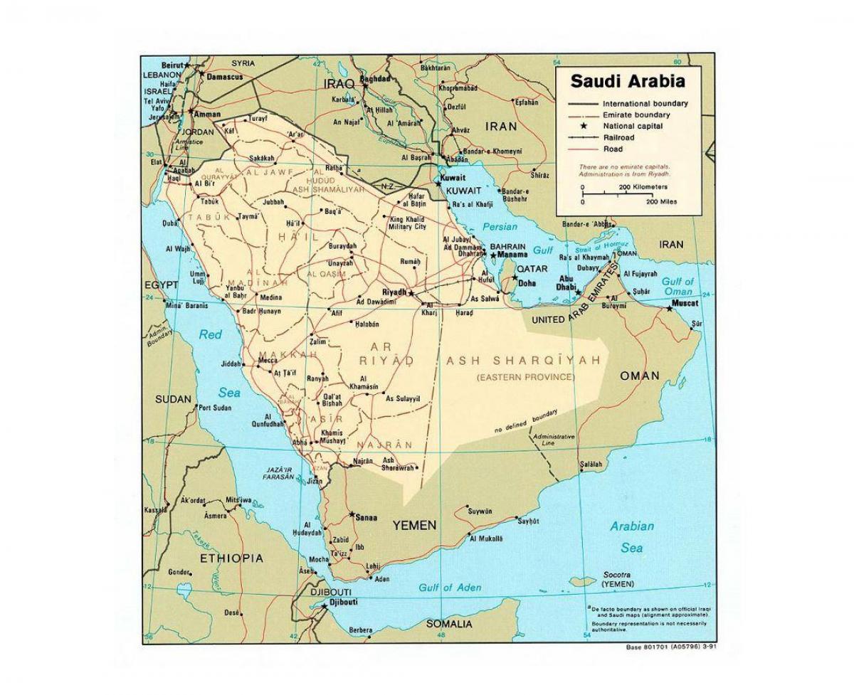 Saudi-Arabia kart med store byene