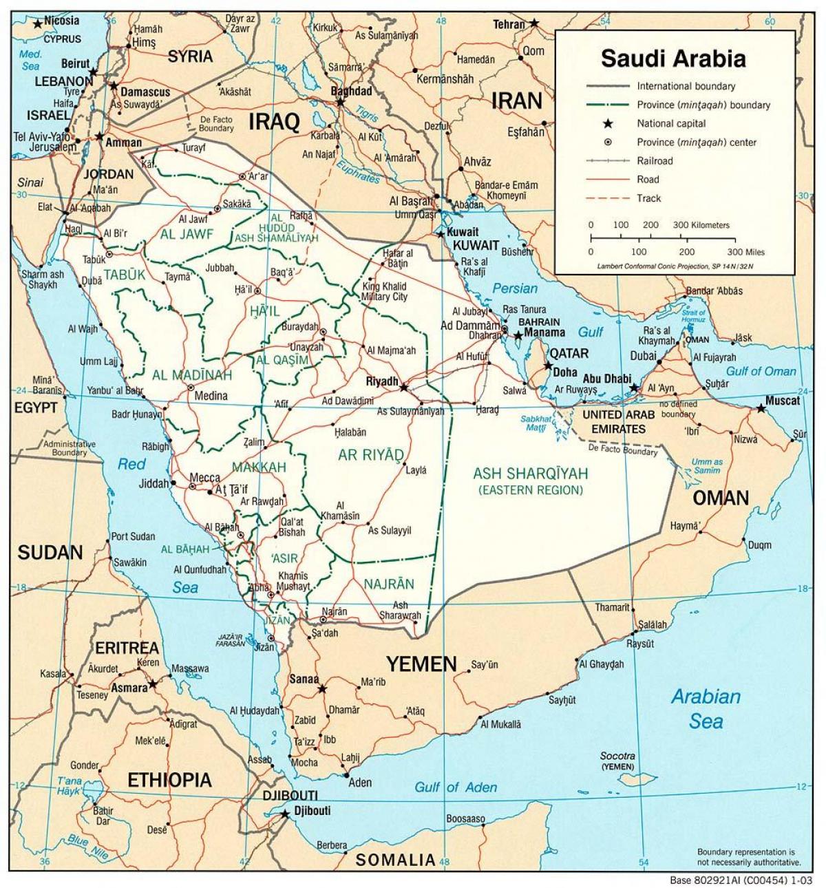 Kart av Saudi-Arabia rute