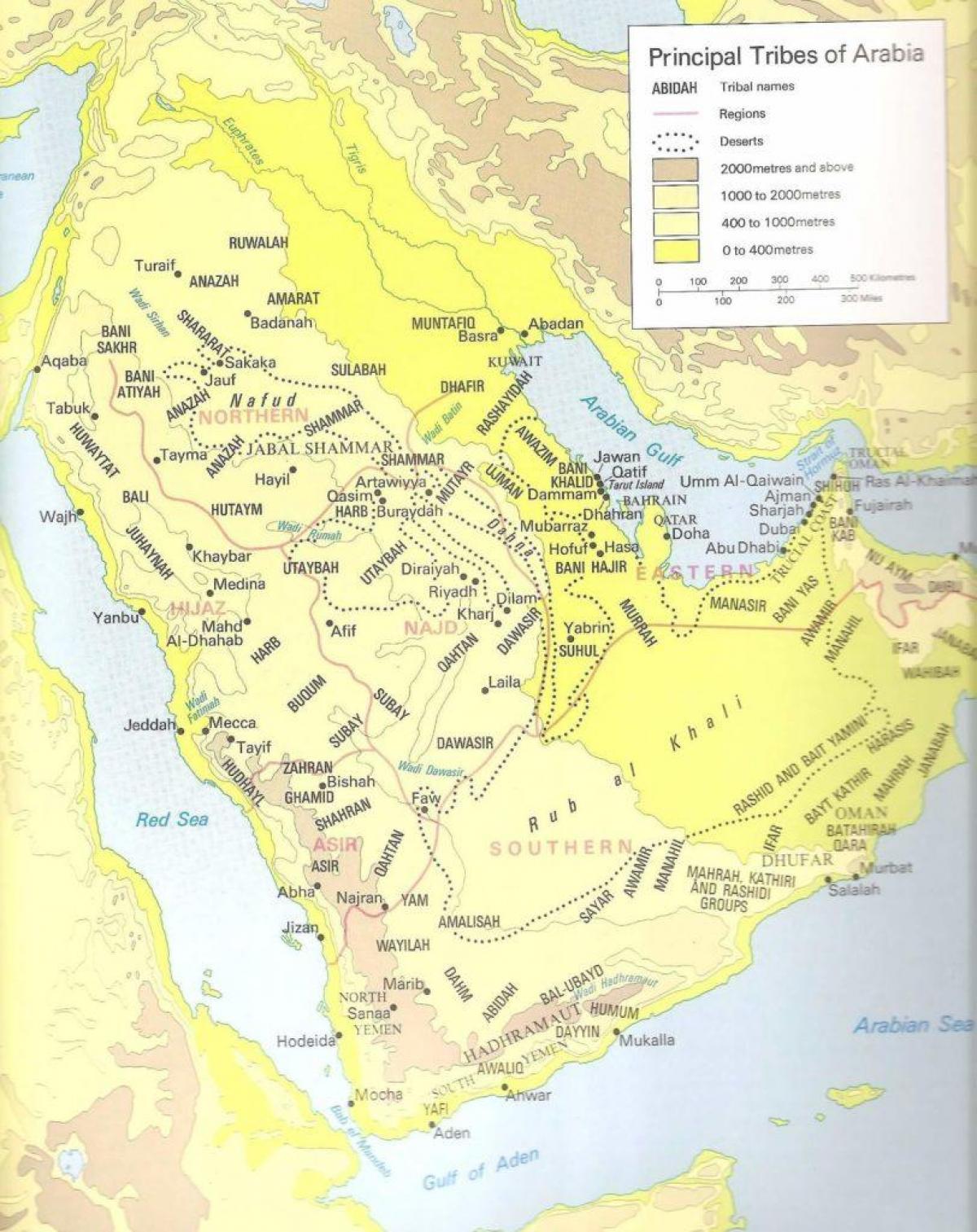 Kart av Saudi-Arabia stammer