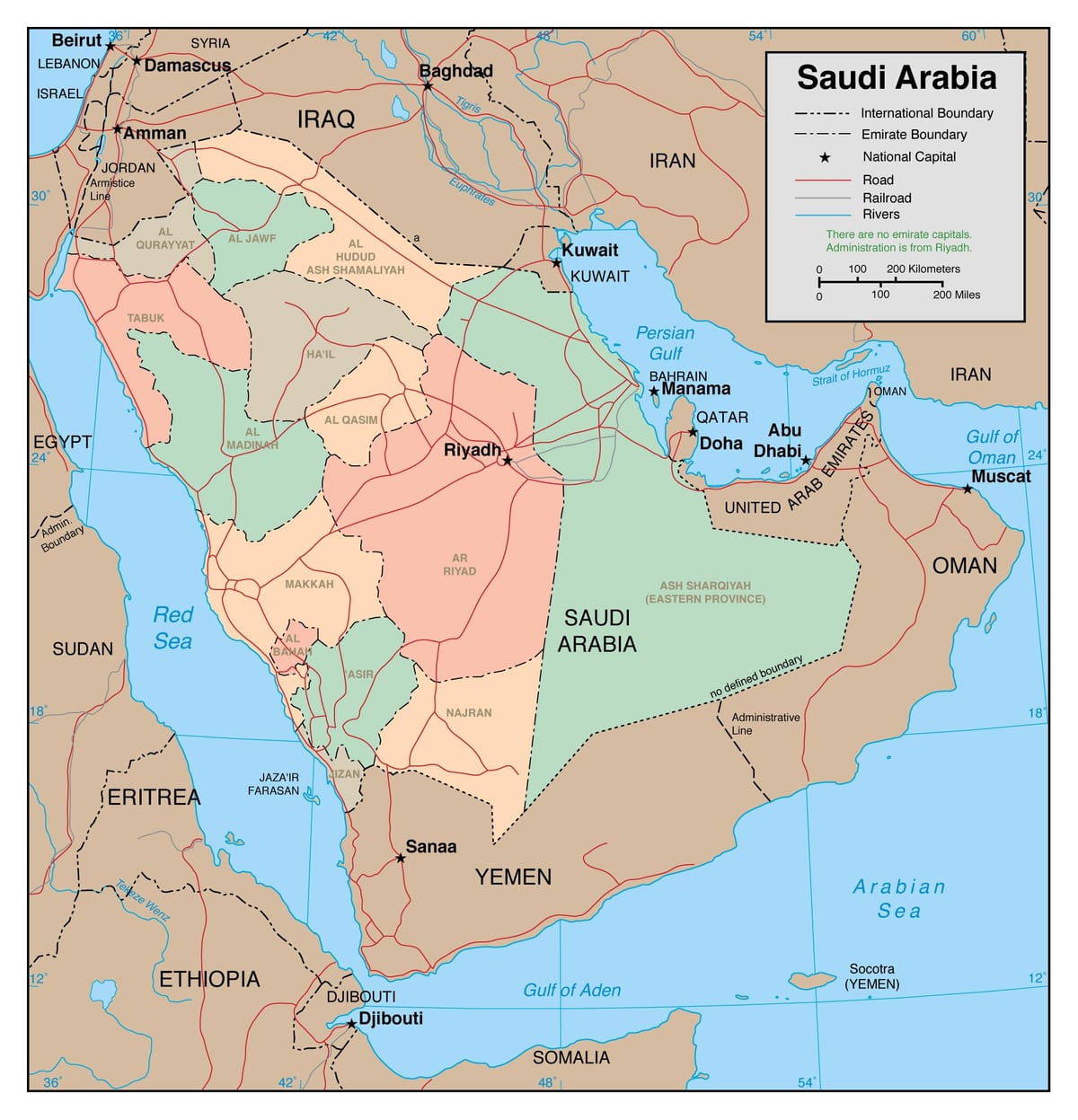 vis kart av Saudi-Arabia