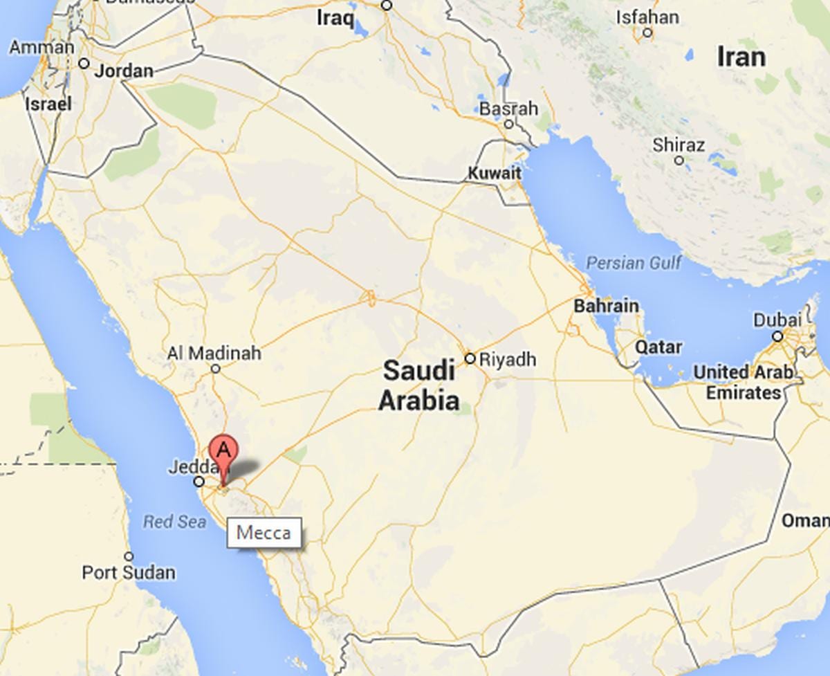 Kart over mekka i Saudi-Arabia