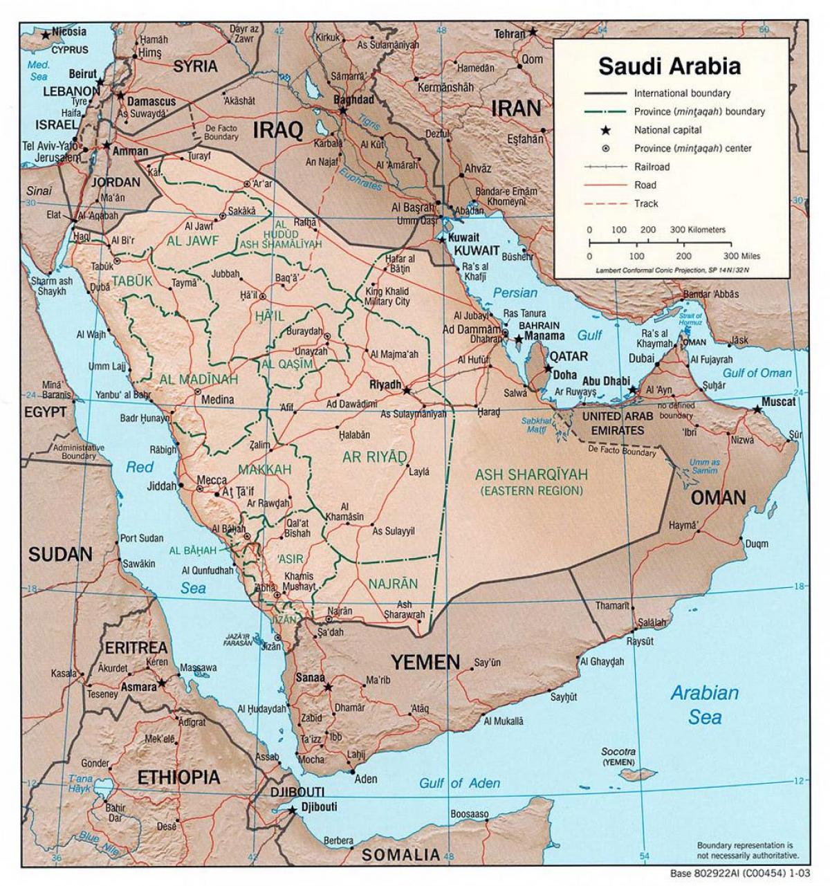 Kart av Saudi-Arabia med byer av veien