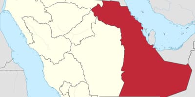 Kart over øst-provinsen i Saudi-Arabia