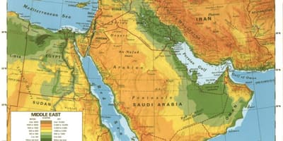 Kart over ørkenen i Saudi-Arabia