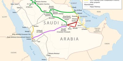 Kart av Saudi-Arabia jernbane