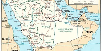 Kart av Saudi-Arabia rute