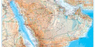 Kart av Saudi-Arabia topografiske