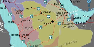 Kart over turaif Saudi-Arabia